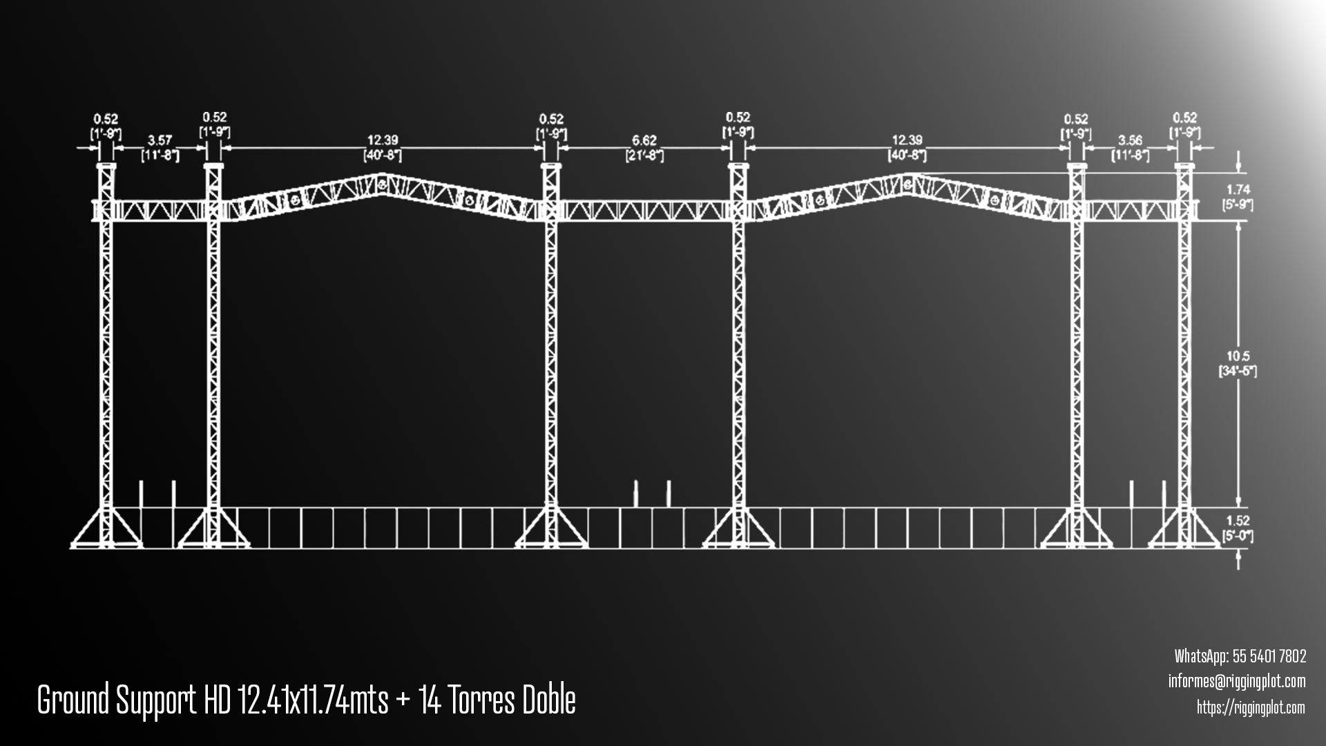 ficha técnica ground support hd 12.39*11.74* 14 torres doble riggingplot cancún